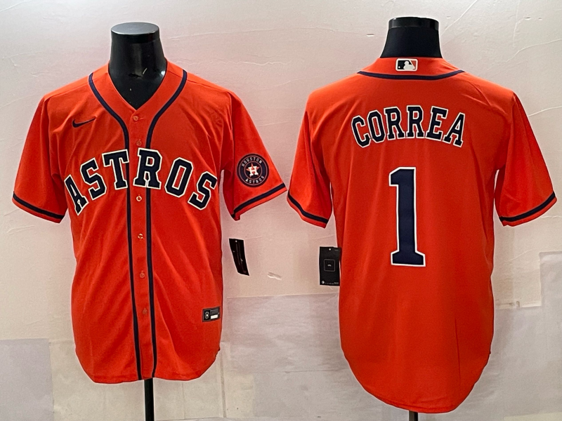 Youth 2025 Houston Astros #1 Correa orange Nike MLB Jersey 001->youth mlb jersey->Youth Jersey